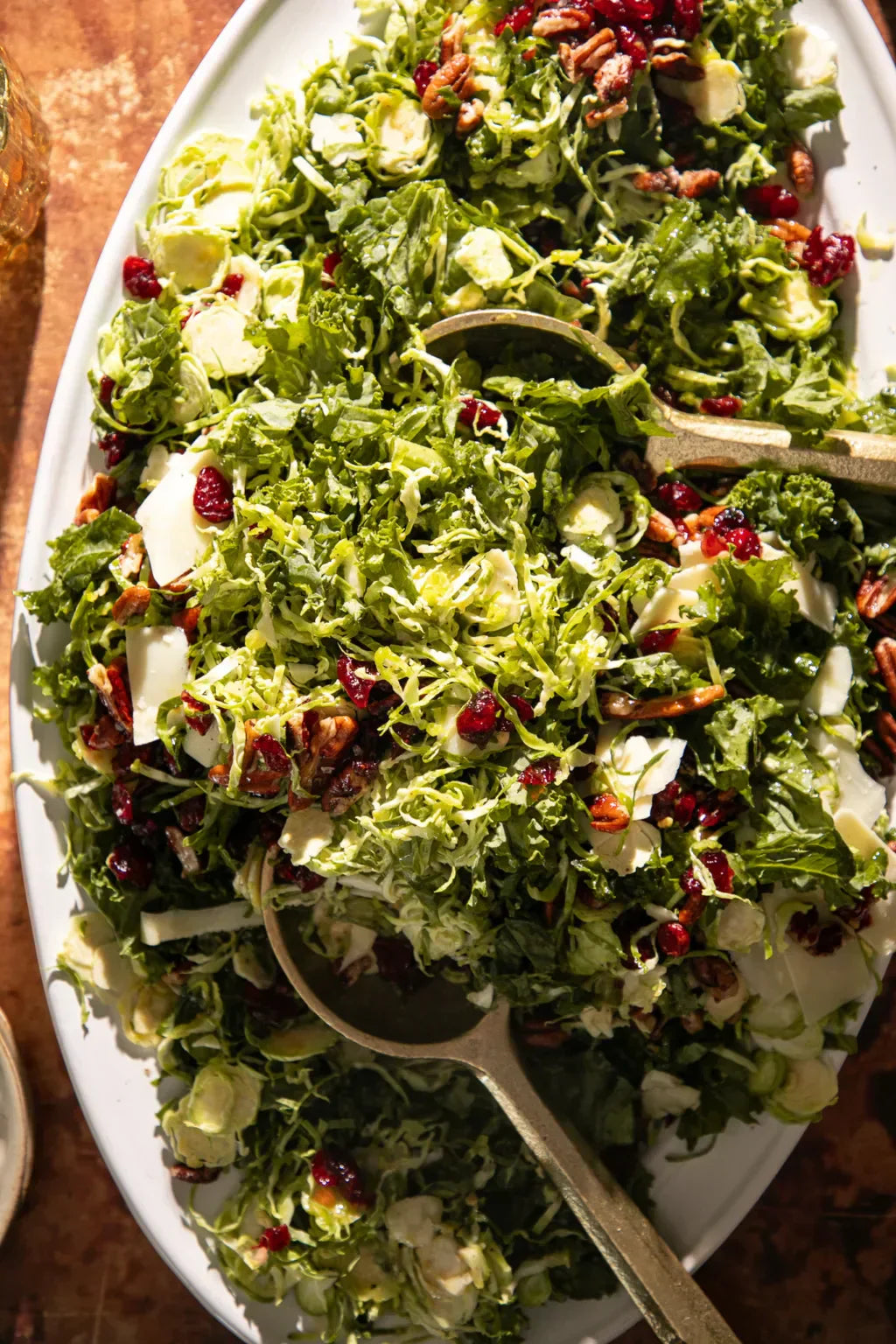 Shaved Brussel & Kale Salad with Cranberries and Maple Vinaigrette