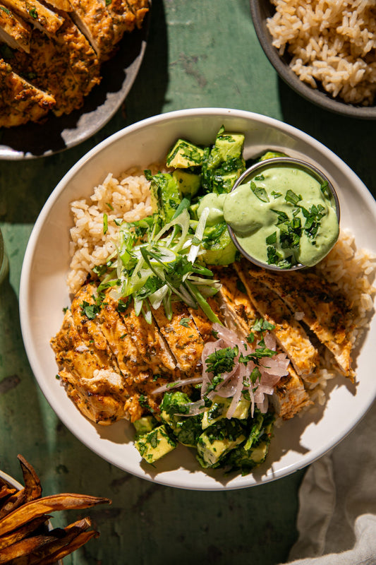 Yogurt Marinated Cilantro Lime Chicken Bowls