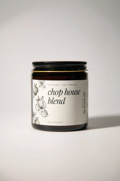 Jar of 'Chop House Blend' on a light background
