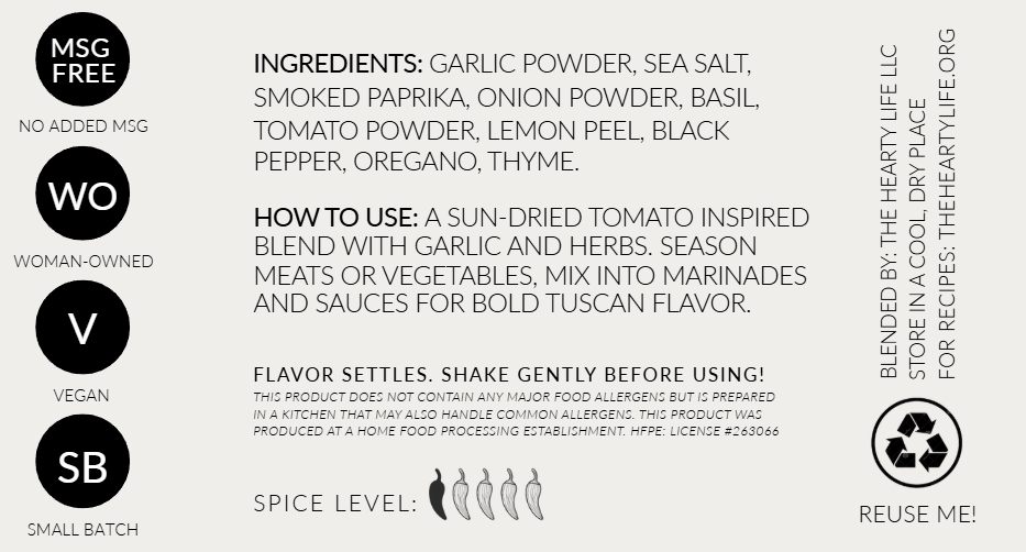 Tuscan Garden Blend Spice Jar